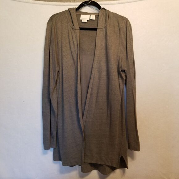 Cynthia Rowley 1X Cardigan 100% Linen Open Front Hooded Lightweight Beachy Boho - Picture 1 of 10